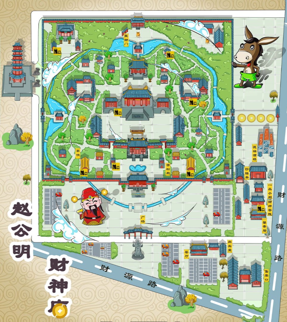 阆中寺庙类手绘地图